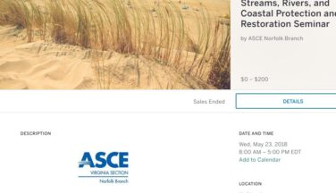 ASCE Spring 2018 Technical Seminar on May 23, 2018 at the Holiday Inn Norfolk, VA
